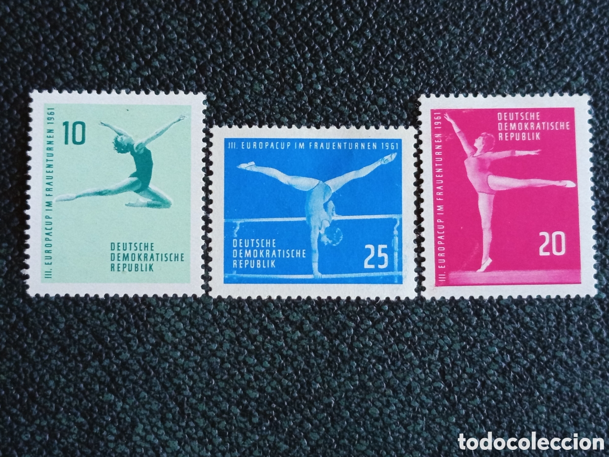 Timbres: Alemania Oriental DDR 1961 Gimnasia Femenina Yvert 592/594 Serie 3V MH