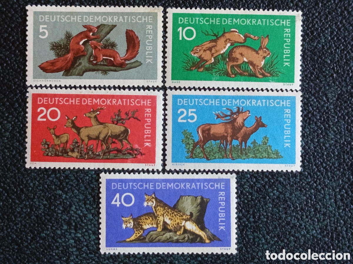 Sellos: Alemania Oriental DDR 1960 Fauna Salvaje Protegida Yvert 560/564 MH