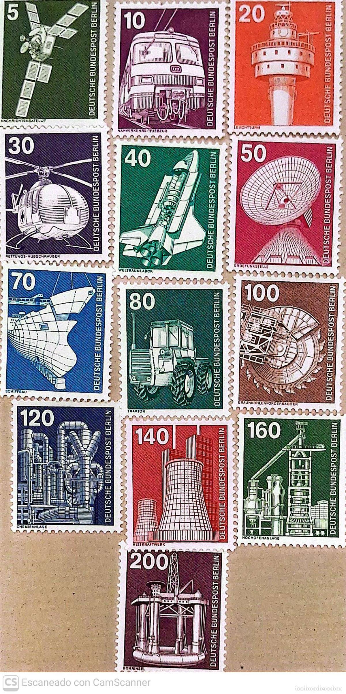 Sellos: Berl&iacute;n. 458/70 Industria y tecnolog&iacute;a: Sat&eacute;lite, tren, faro, helic&oacute;ptero, laboratorio espacial, est