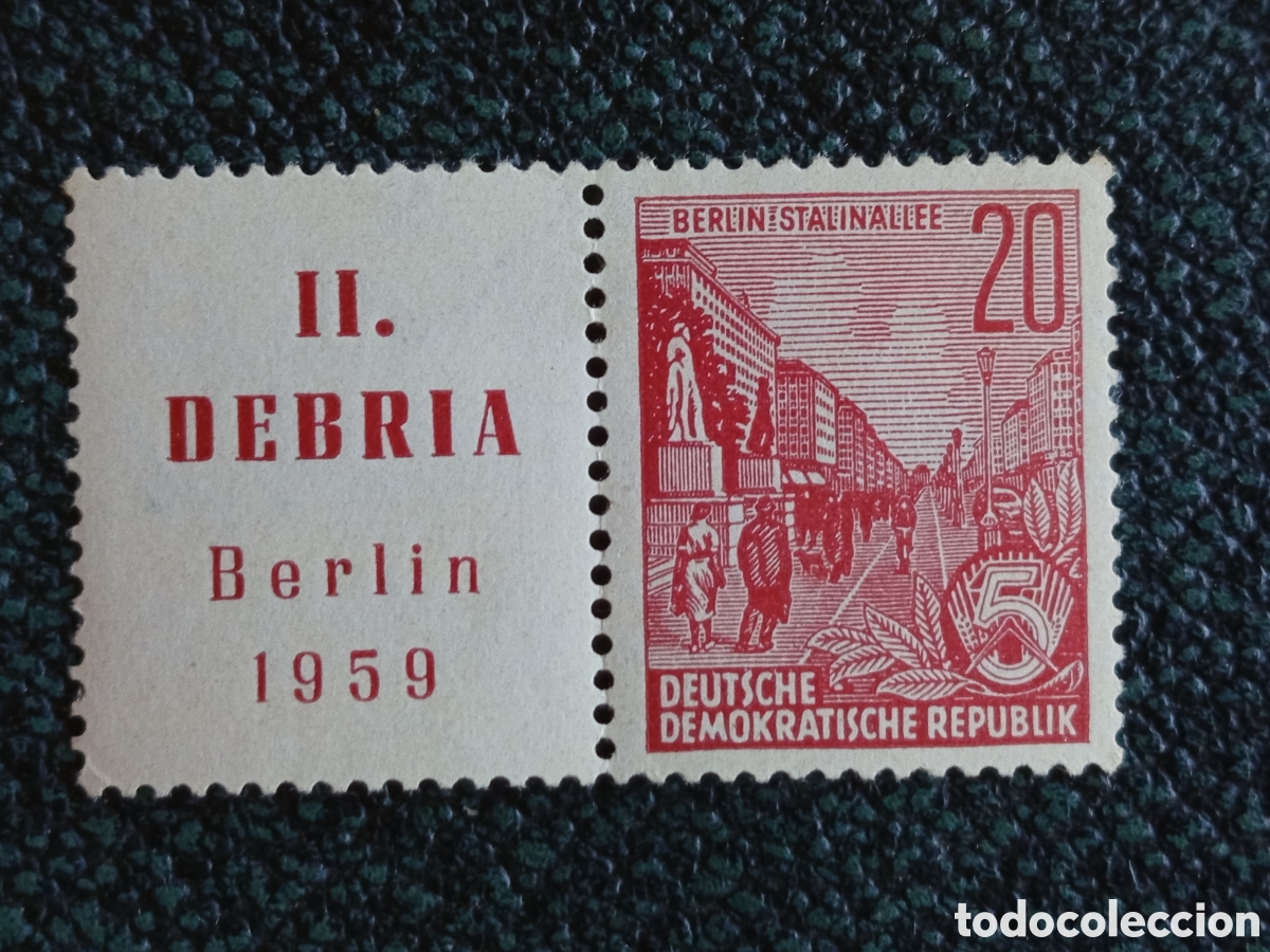 Sellos: Alemania Oriental DDR 1959 Exposici&oacute;n DEBRIA Yvert 521 Con Intercalado MH
