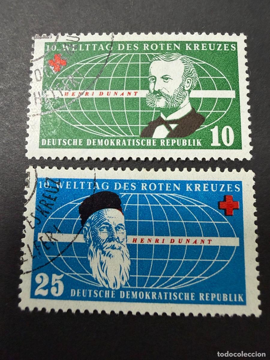 Sellos: ALEMANIA DDR, 1957. YVERT 297/98. CRUZ ROJA. SERIE COMPLETA. USADOS