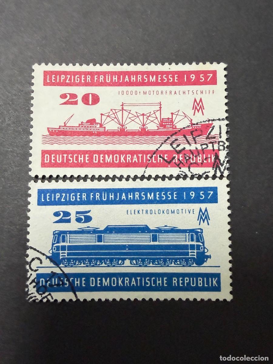 Sellos: ALEMANIA DDR, 1957. YVERT 284/85. LOCOMOTORA. SERIE COMPLETA. USADOS