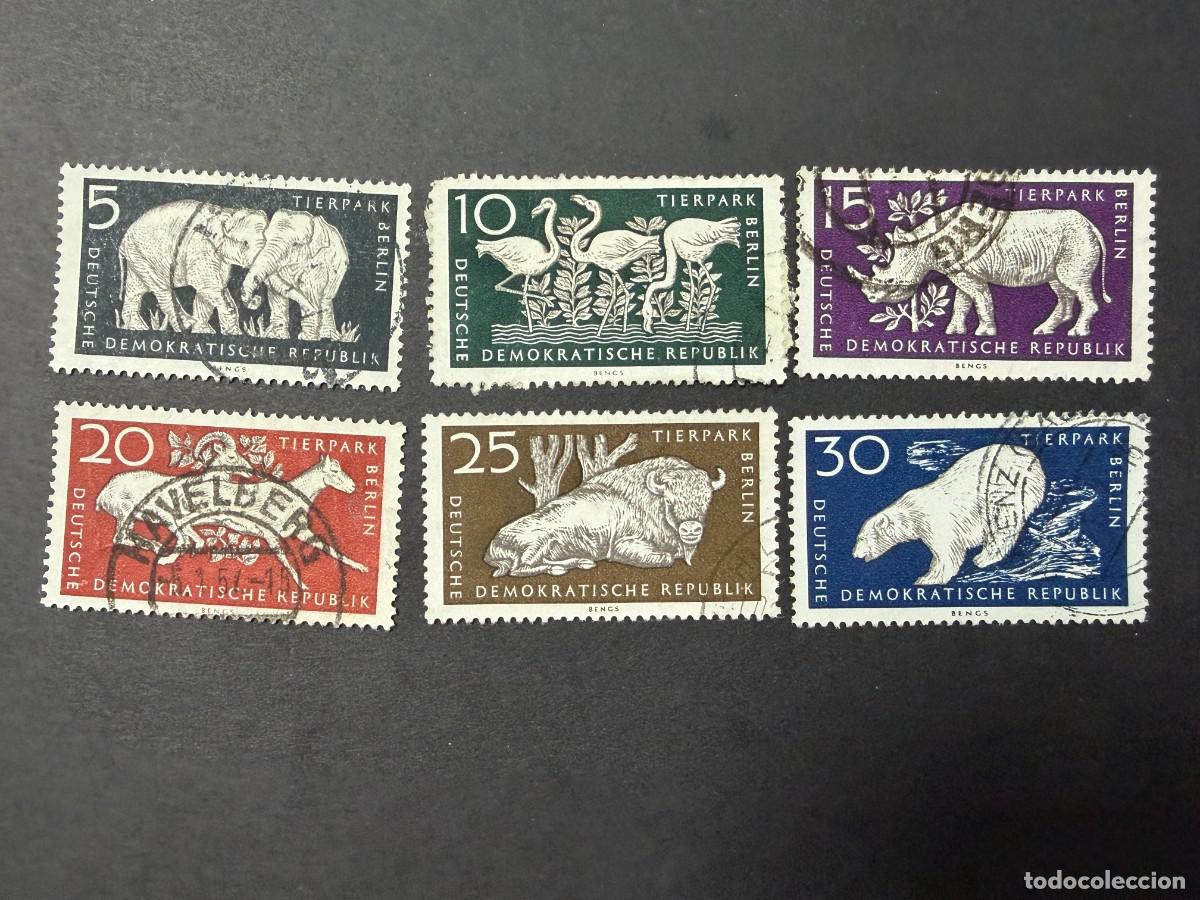 Sellos: ALEMANIA DDR, 1956. YVERT 276/81. FAUNA. ZOO DE BERL&Iacute;N. SERIE COMPLETA. USADOS