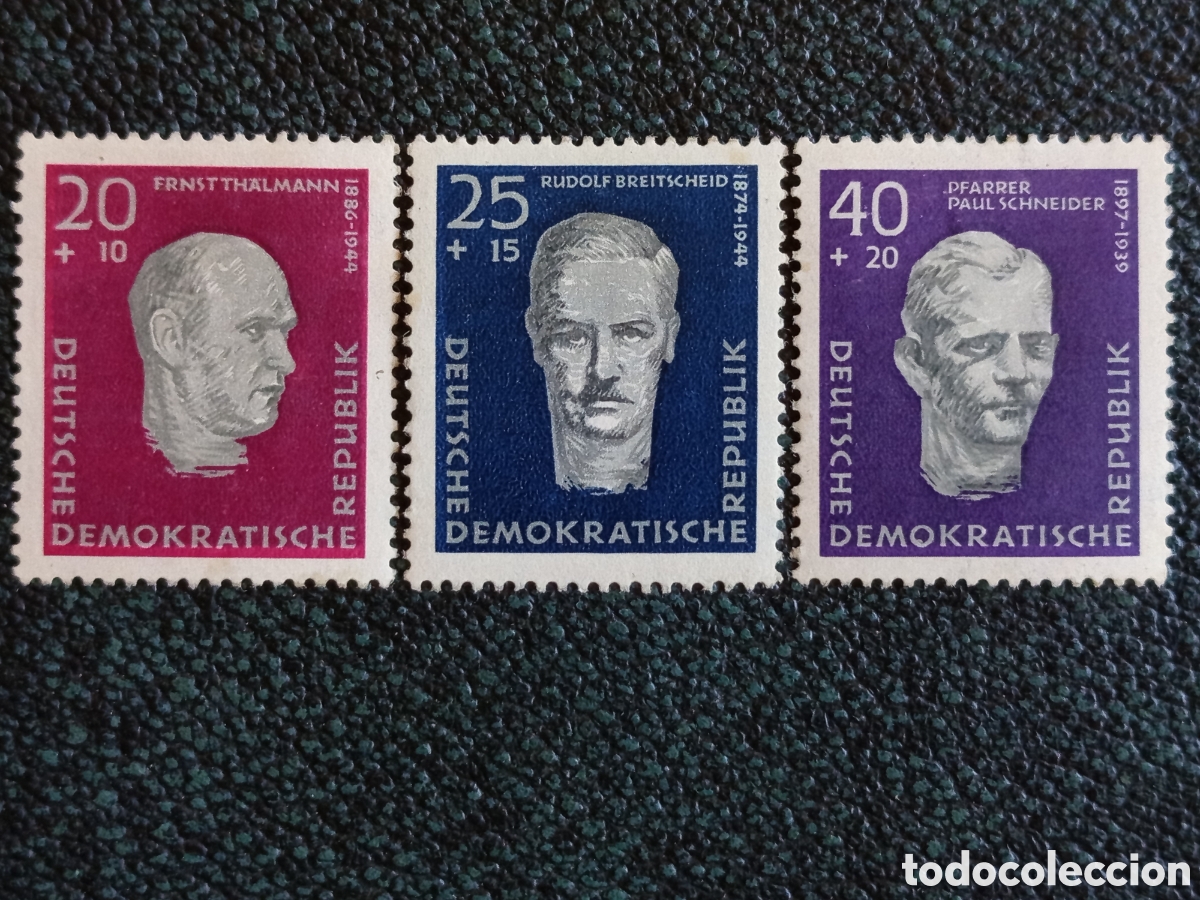 Sellos: Alemania Oriental DDR 1958 Antifascistas Buchenwald Yvert 438/440 Serie MH