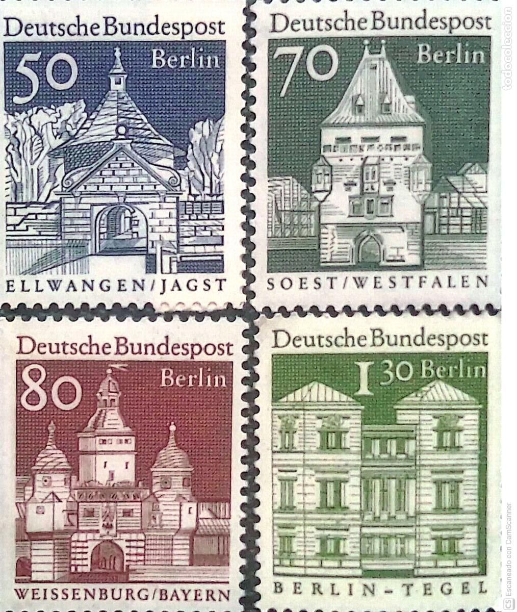 Sellos: Berl&iacute;n. 274, 276/277A Edificios hist&oacute;ricos: Puerta del castillo , en Ellwangen, Puerta de Soest, Pu