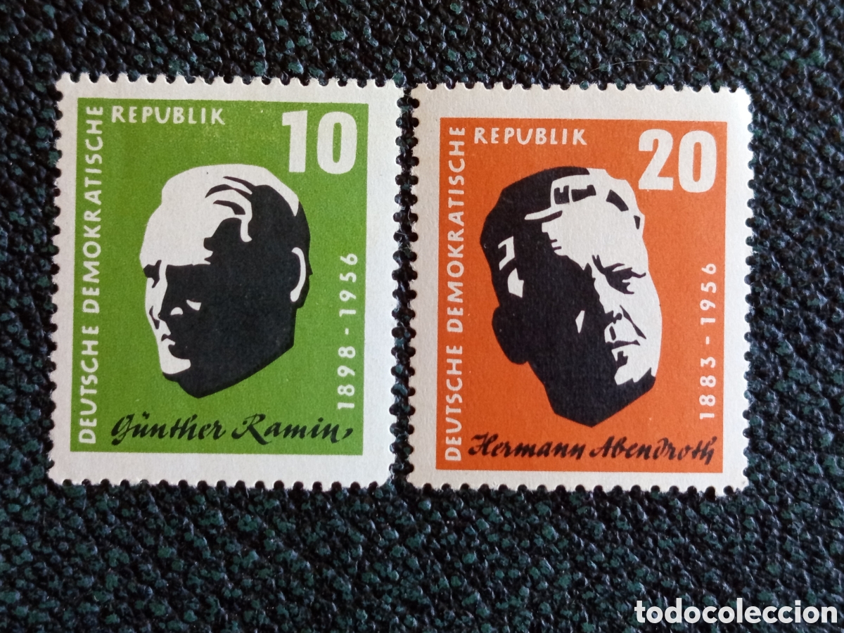 Stamps: Alemania Oriental DDR 1957 M&uacute;sicos Ramin y Abendroth Yvert 397/398 Serie MH