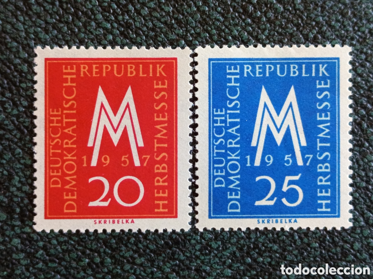 Selos: Alemania Oriental DDR 1957 Feria Oto&ntilde;o Leipzig Yvert 395/396 Serie MH