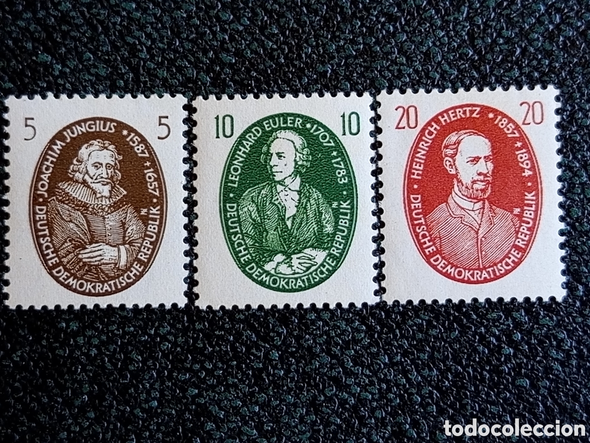 Briefmarken: Alemania Oriental DDR 1957 Cient&iacute;ficos Ilustres Yvert 384/386 Serie MH