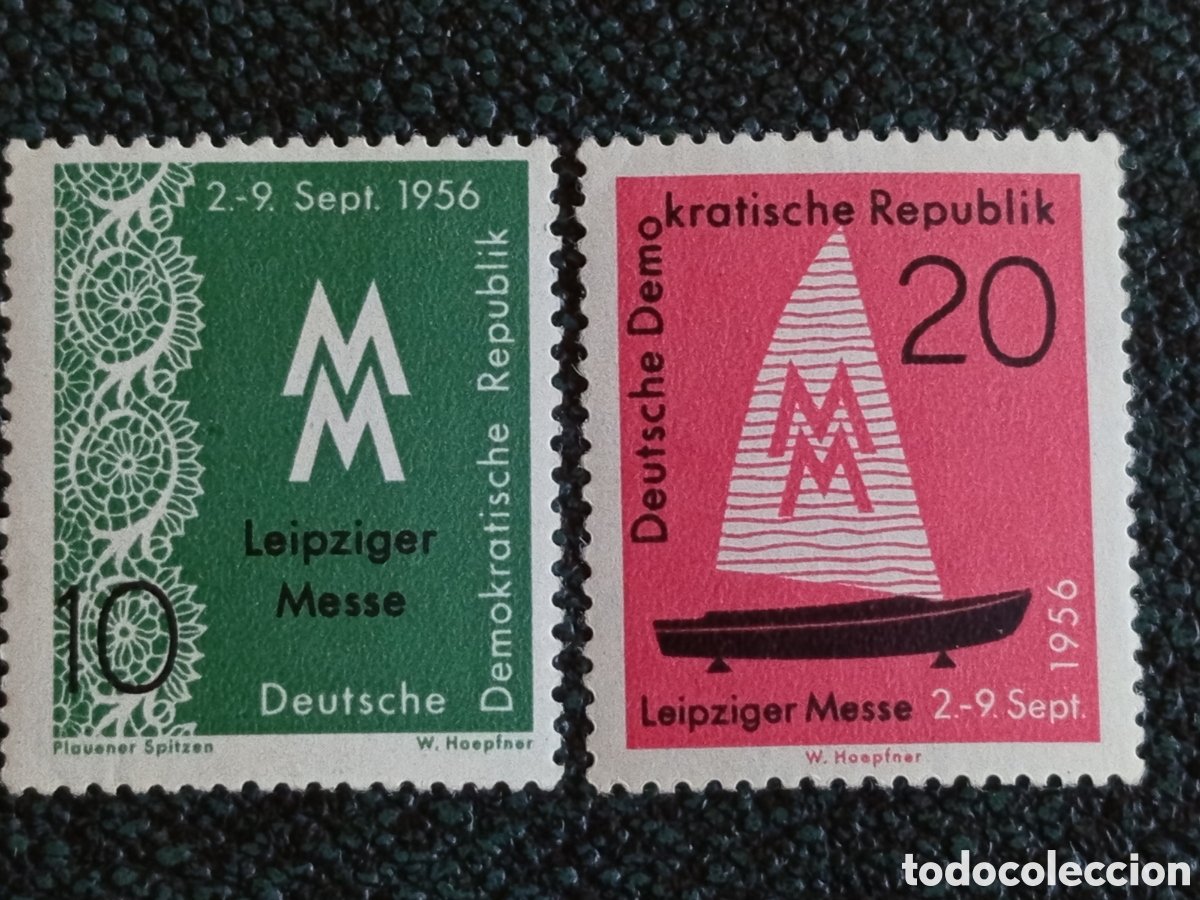 Sellos: Alemania Oriental DDR 1956 Feria Oto&ntilde;o Leipzig Yvert 367/368 Serie MH