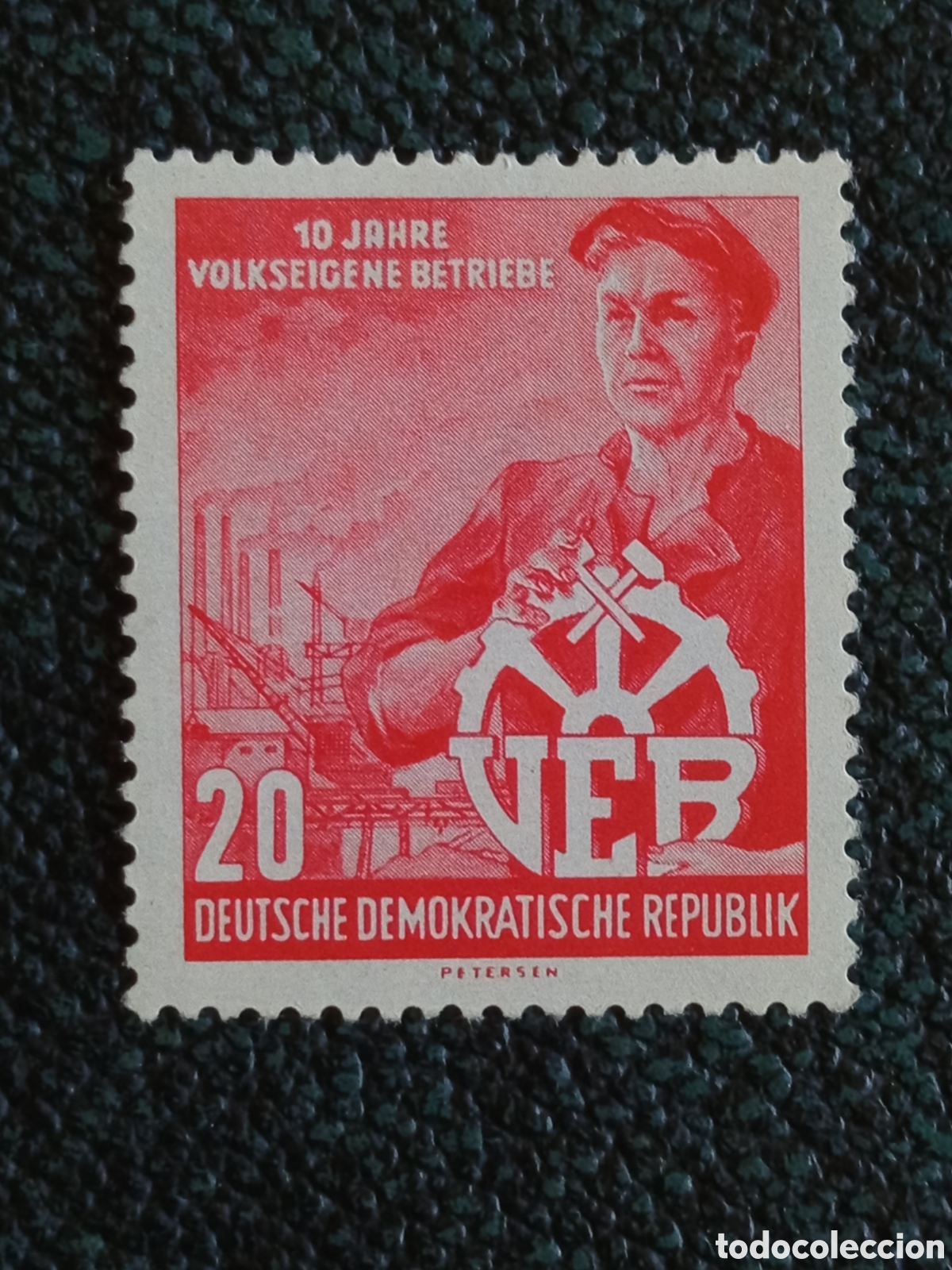 Sellos: Alemania Oriental DDR 1956 10 A&ntilde;os VEB Yvert 366 Sello MH