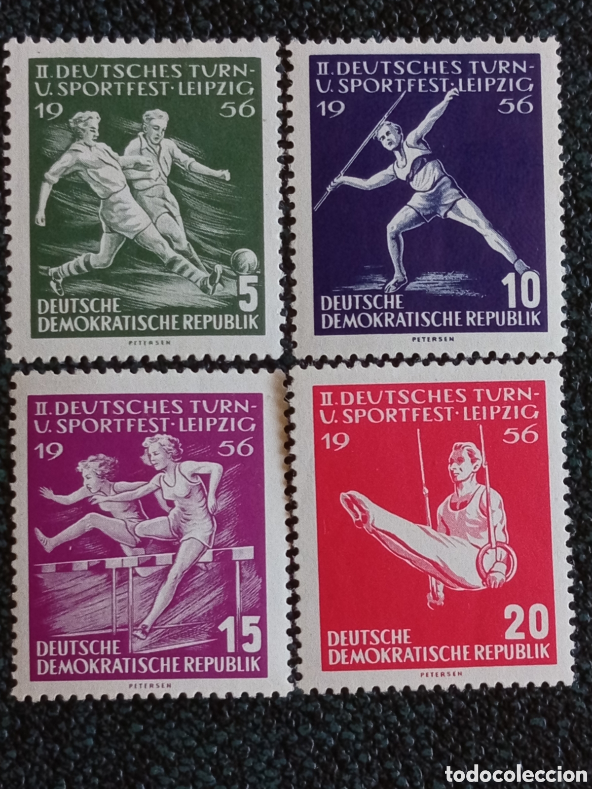 Sellos: Alemania Oriental DDR 1956 II Festival Gimnasia Yvert 362/365 Serie MH