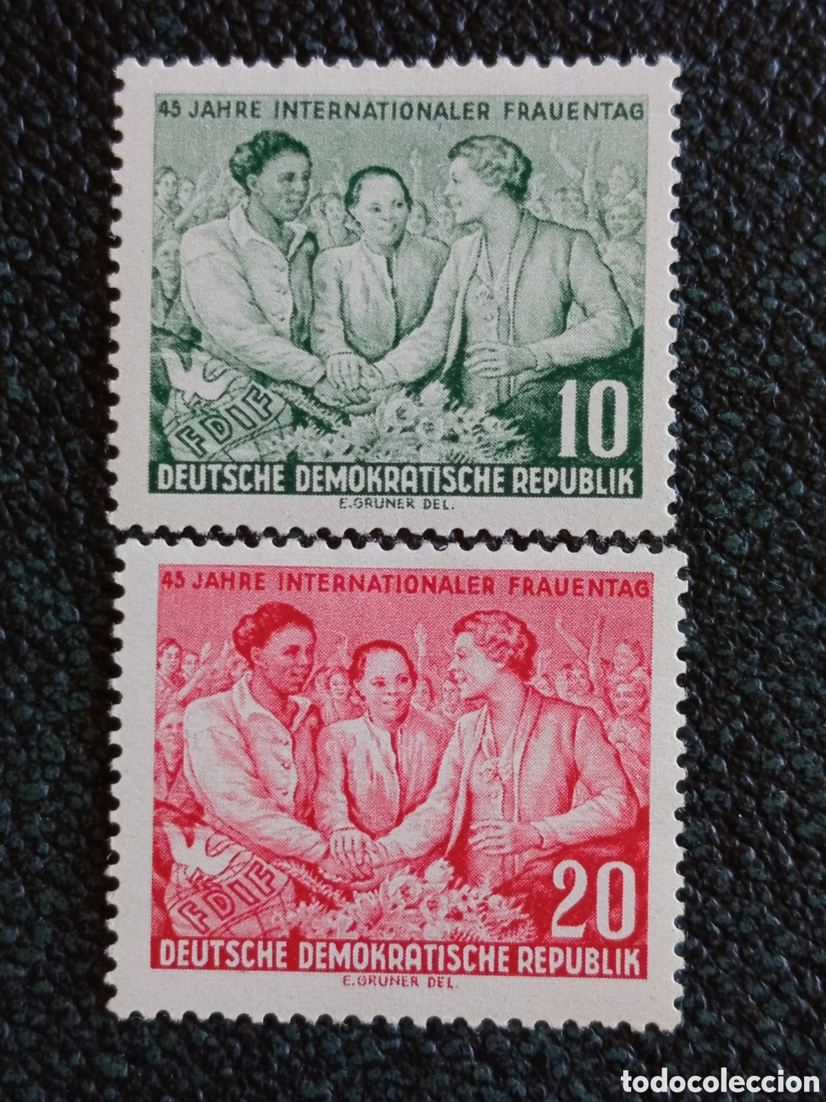 Sellos: Alemania Oriental DDR 1955 D&iacute;a de la Mujer Yvert 346/347 Serie MH