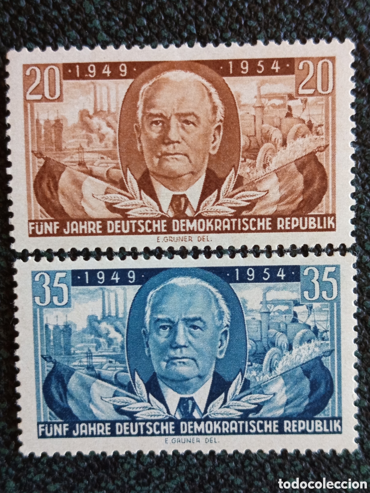 Sellos: Alemania Oriental DDR 1954 5 Aniversario DDR Yvert 344/345 Serie MH