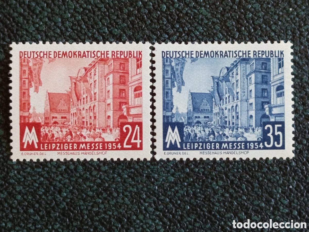 Sellos: Alemania Oriental DDR 1954 Feria Leipzig Yvert 342/343 Serie MH
