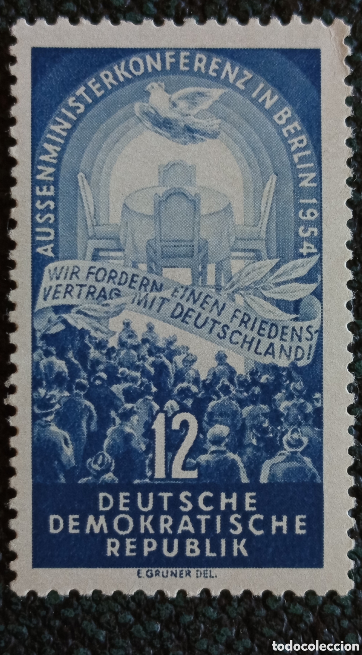 Sellos: Alemania Oriental DDR 1954 Conferencia de Ministros Yvert 340 Sello MH