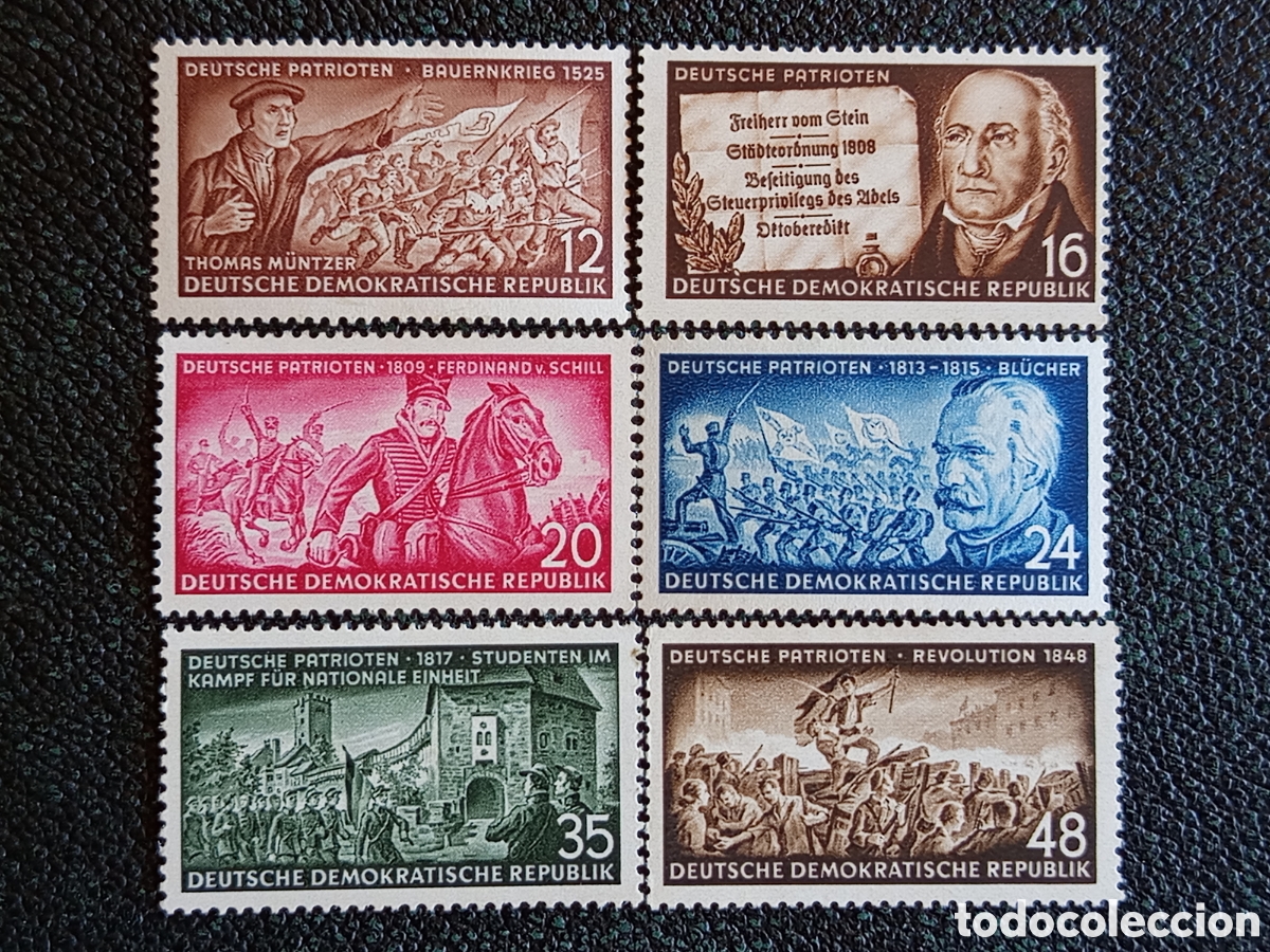 Sellos: Alemania Oriental DDR 1953 Patriotas Alemanes Yvert 333/338 Serie MH