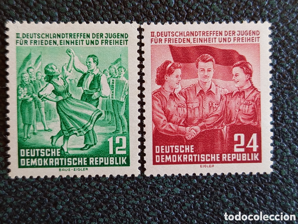 Francobolli: Alemania Oriental DDR 1953 II Encuentro Juvenil Yvert 331/332 Serie MH