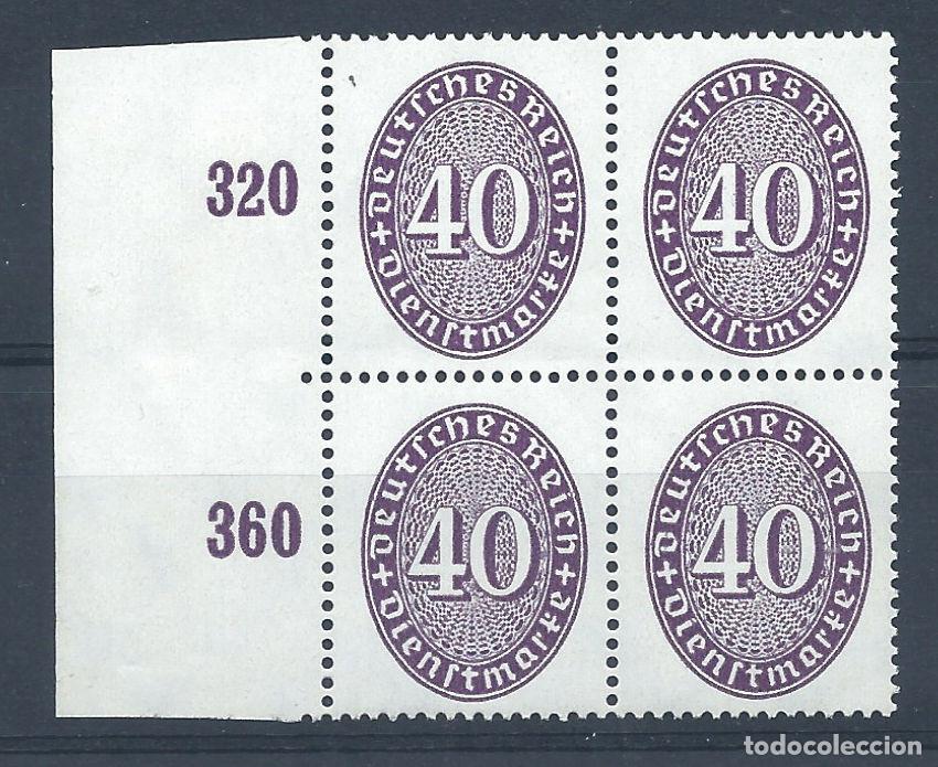 Sellos: Allemagne Empire Service N&deg;84** (MNH) 1927/28 Bloc de 4 - Chiffres
