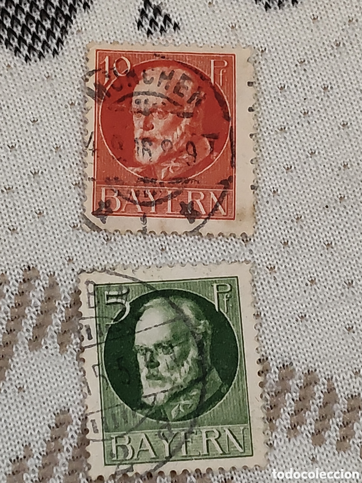 Sellos: 2 Sellos alemanes de Baviera Rey Luis lll 1914 usados