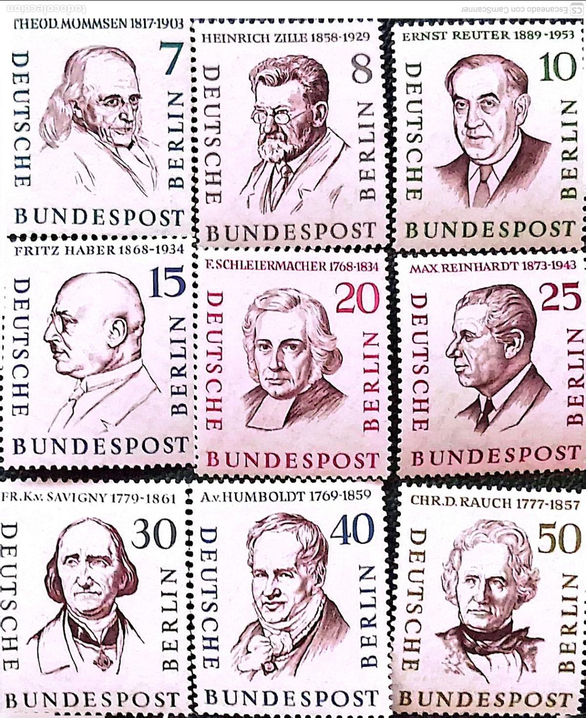 Sellos: Berl&iacute;n. 144/151 Berl&iacute;neses c&eacute;lebres: Theodor Mommsen, Heinrich Zille, Erns Reuter, Fritz Haber, Fri