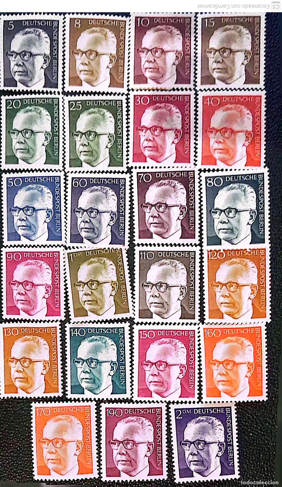 Sellos: Berl&iacute;n. 339/352 Serie b&aacute;sica. Presidente G. Heinemann. 1970/73. Sellos nuevos y numeraci&oacute;n Yvert.