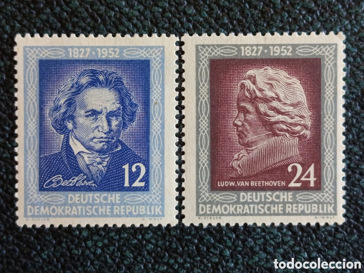 Francobolli: Alemania Oriental DDR 1952 Ludwig van Beethoven Yvert 311/312 Serie MH