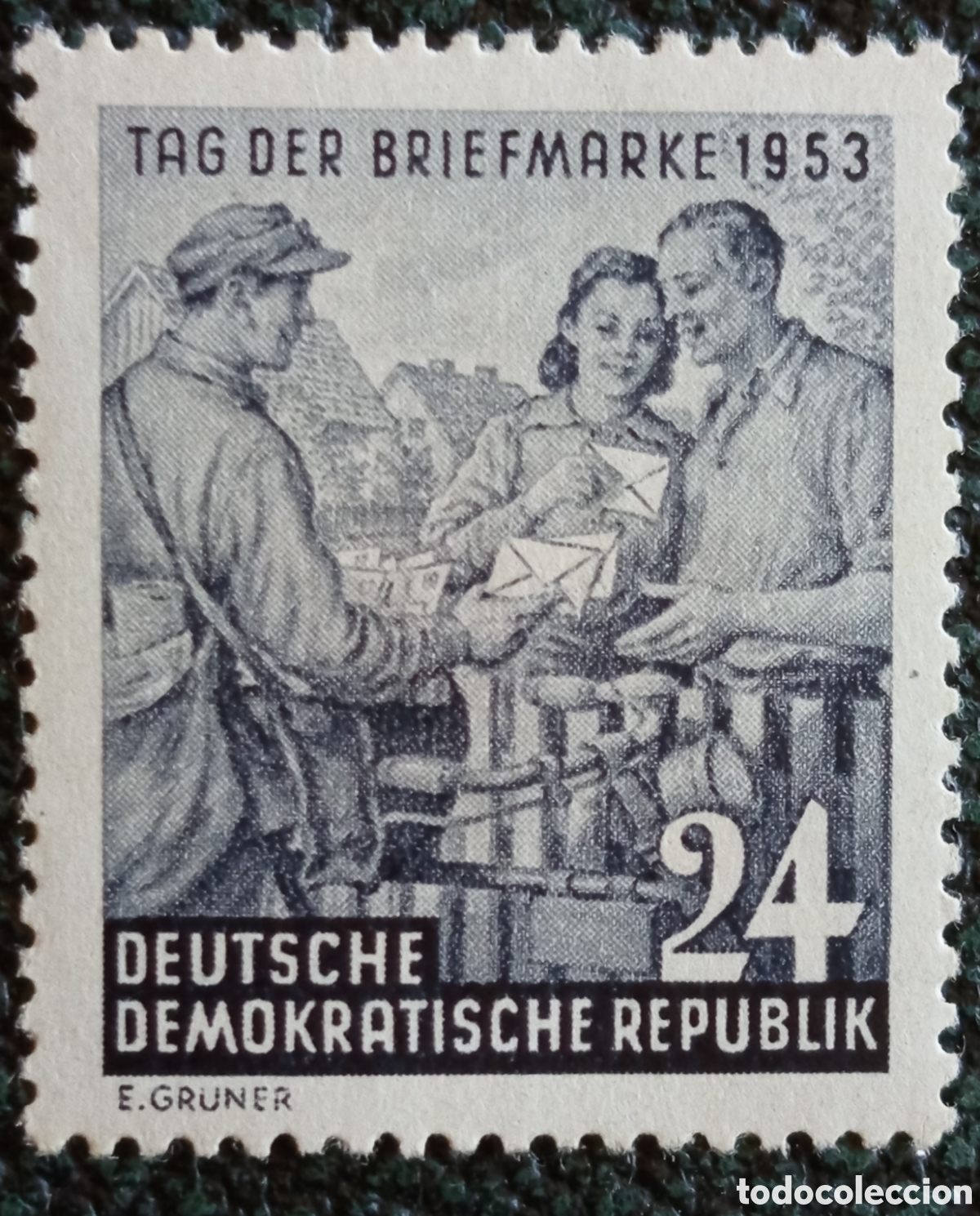 Sellos: Alemania Oriental DDR 1953 D&iacute;a del Sello Yvert 367