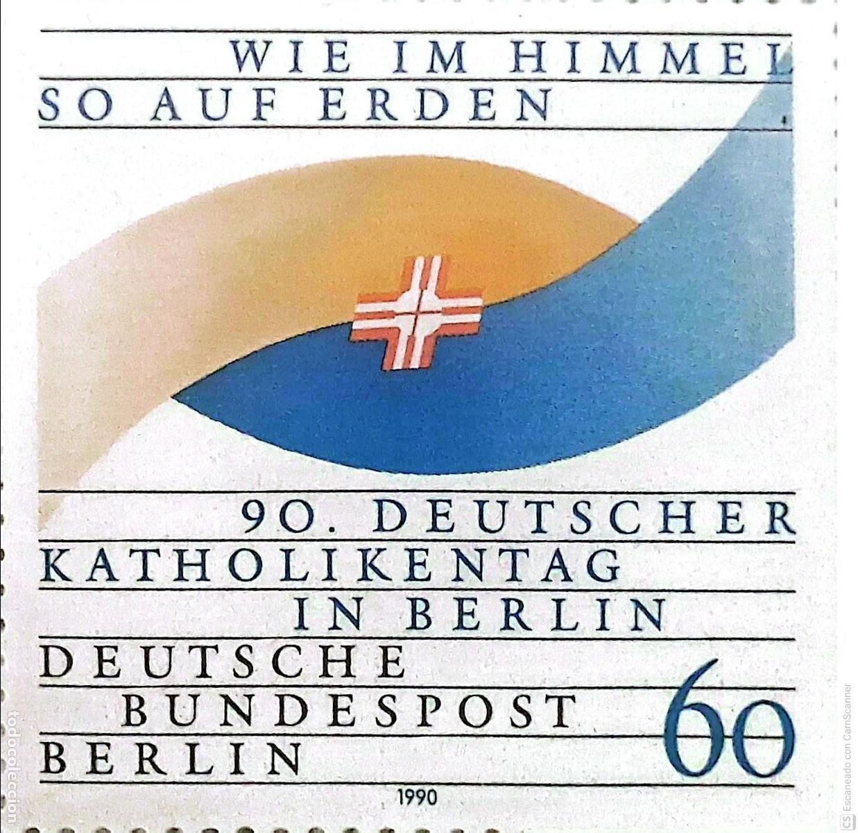 Sellos: Berl&iacute;n. 834 D&iacute;a cat&oacute;lico, en Berl&iacute;n: S&iacute;mbolo. 1990. Sellos nuevos y numeraci&oacute;n Yvert.