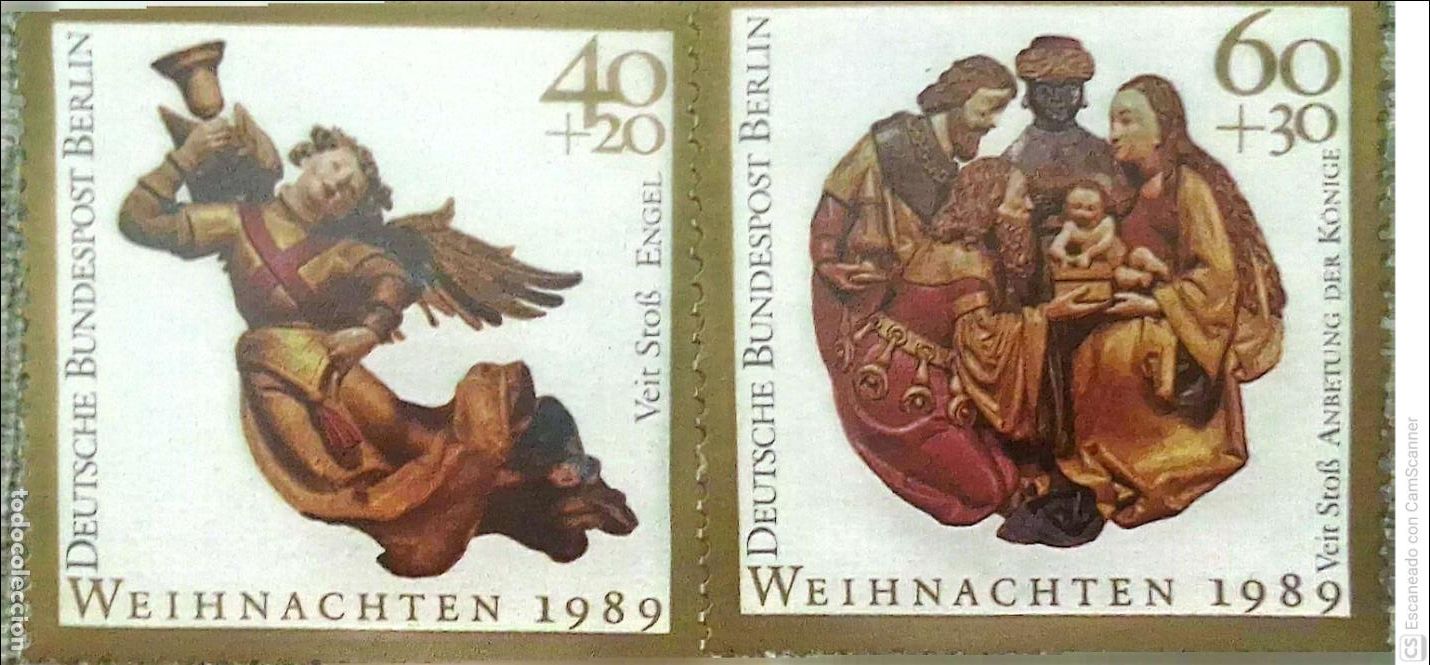 Sellos: Berl&iacute;n. 819/20 Navidad: &auml;ngel y figuras. 1989. Sellos nuevos y numeraci&oacute;n Yvert.