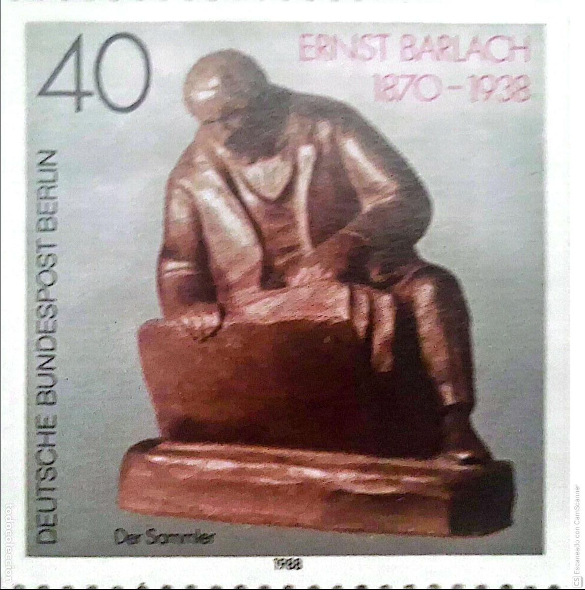 Sellos: Berl&iacute;n. 784 Escultura: El Coleccionista de Erns Barlack. 1988. Sellos nuevos y numeraci&oacute;n Yvert.