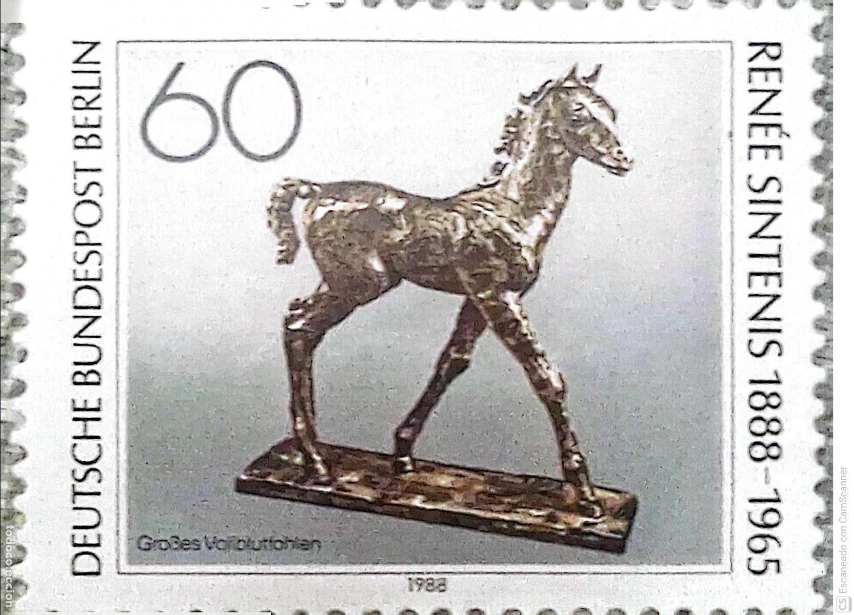 Sellos: Berl&iacute;n. 765 Escultura: El gran potro pura sangre de Ren&eacute;e Sintenis. 1988. Sellos nuevos y numeraci