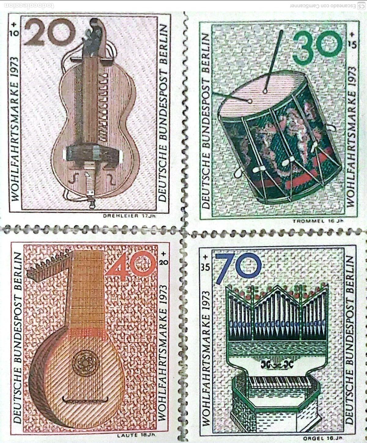 Sellos: Berl&iacute;n. 423/26 Instrumentos de m&uacute;sica. 1973. Sellos nuevos y numeraci&oacute;n Yvert.
