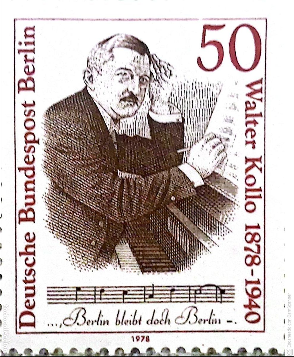 Sellos: Berl&iacute;n. 523 Walter Kollo, compositor. 1978. Sellos nuevos y numeraci&oacute;n Yvert.