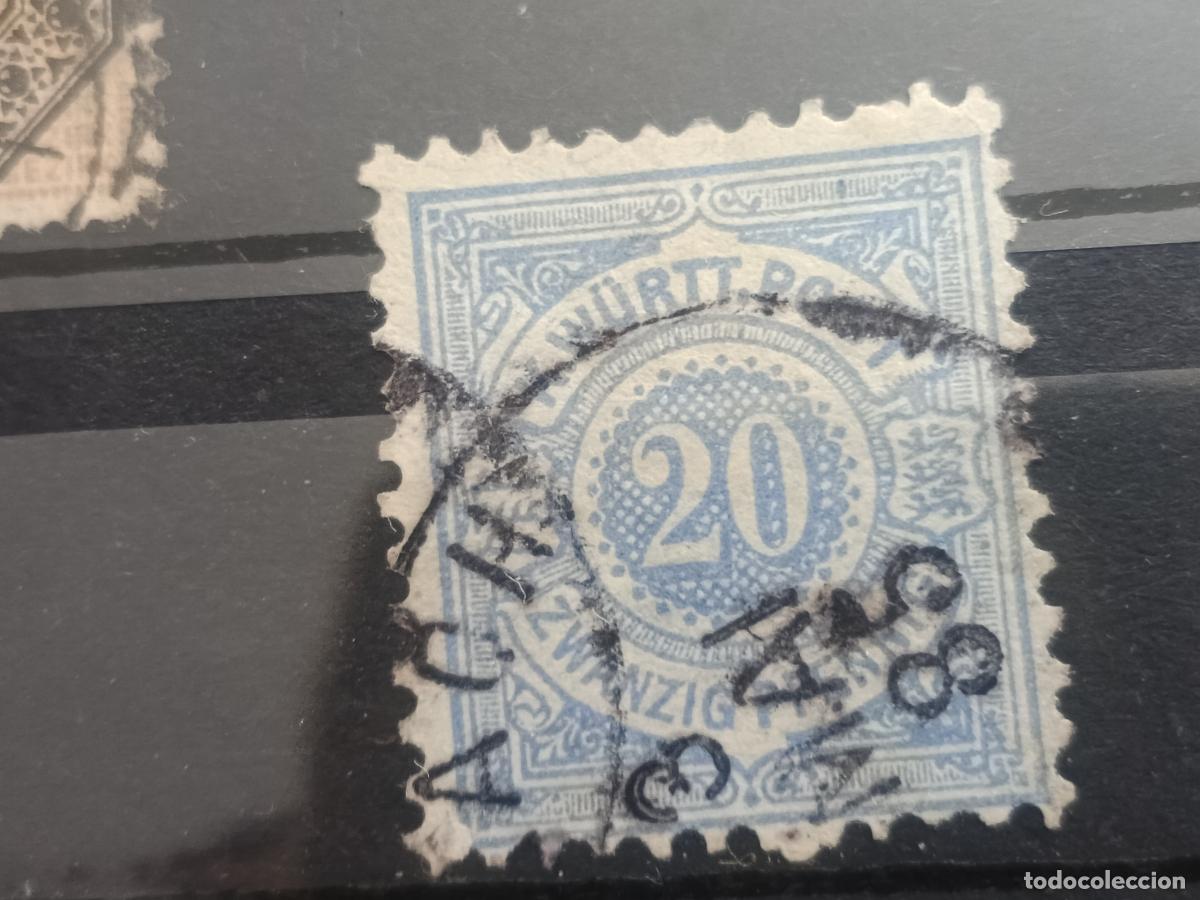 Sellos: Alemania. W&Uuml;RTTEMBERG 1875 - CIFRAS, 20 PFG AZUL