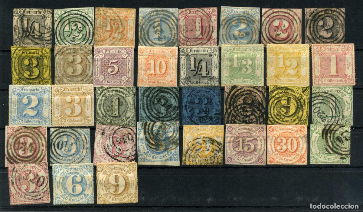 Sellos: XS- ALEMANIA ESTADOS - THURN & TAXIS Colecci&oacute;n x35 sellos 1852-1867