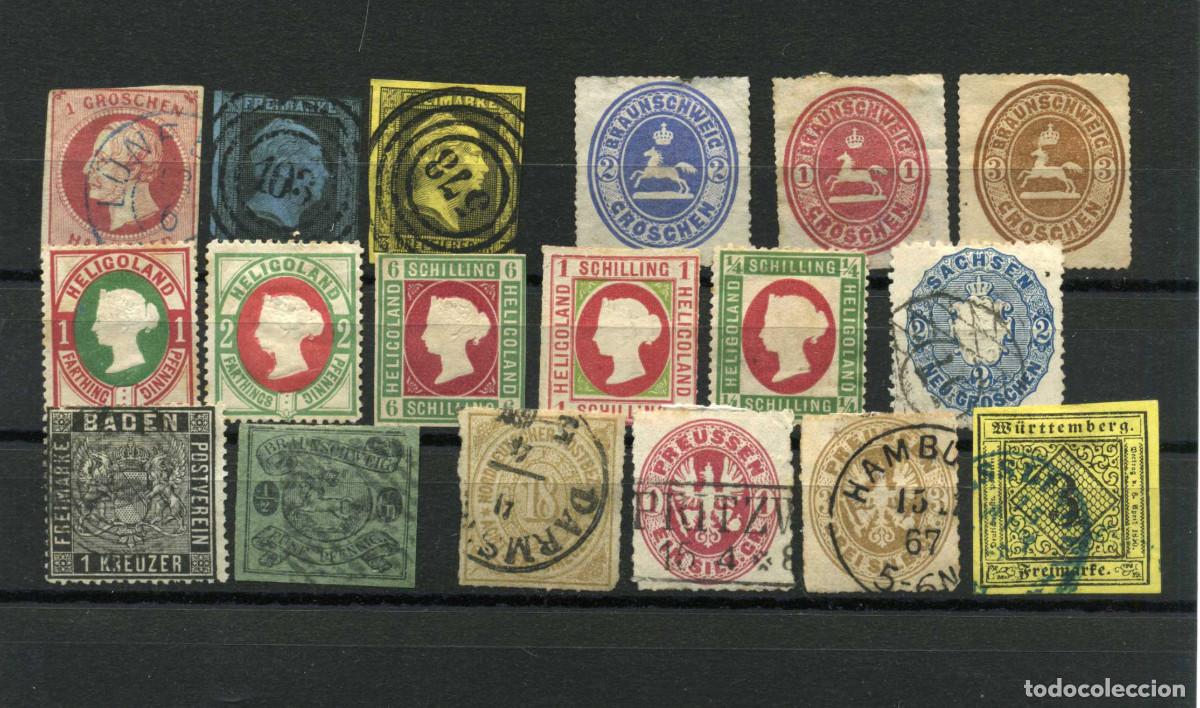 Sellos: XS- ALEMANIA ESTADOS - Lote x18 sellos Baden, Hannover, Heligoland, Sajonia etc
