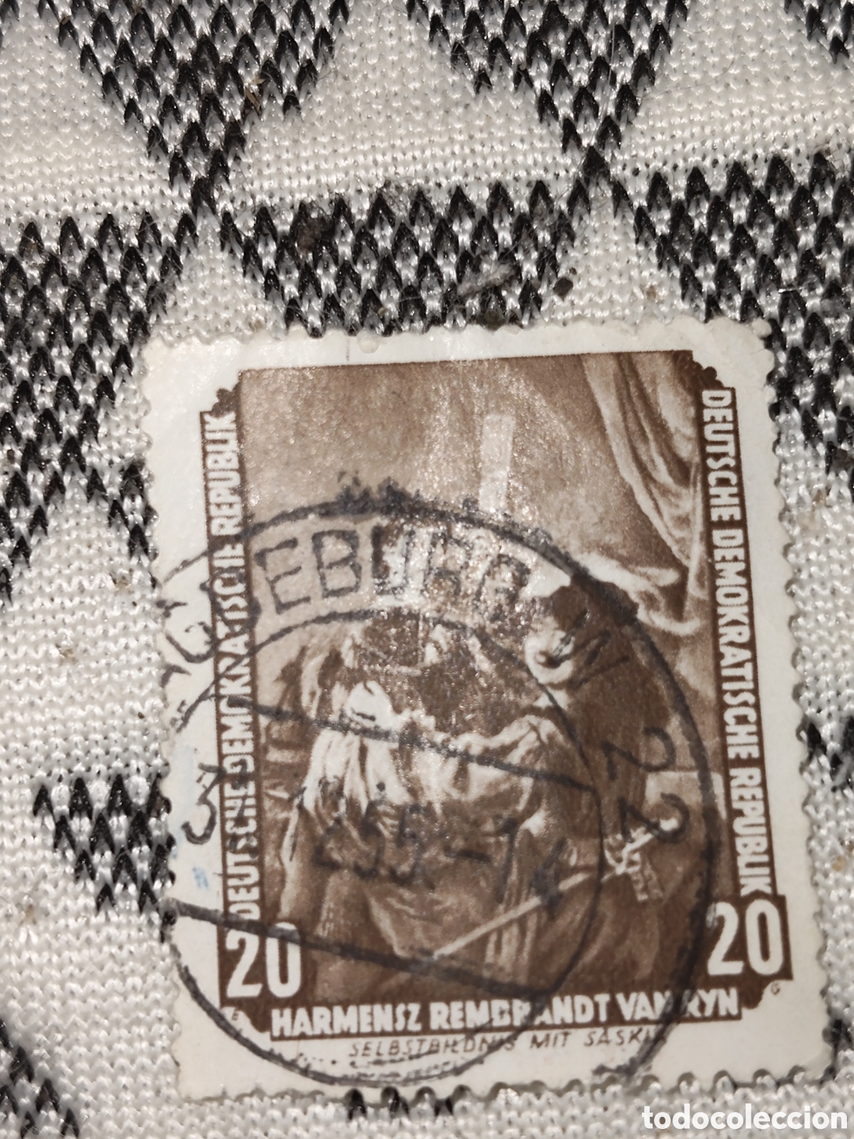 Sellos: Sello de la DDR Autorretrato con Saskia en la parabola del hijo pr&oacute;digo de Rembrandt 1955