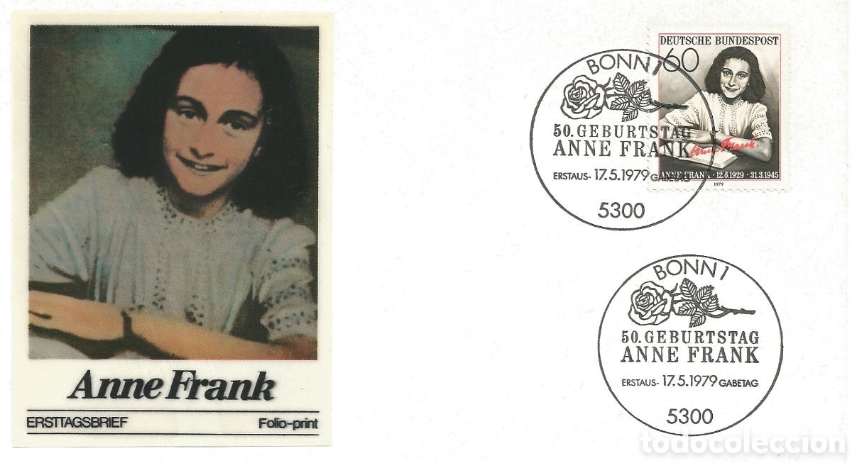 Sellos: Sobres primer d&iacute;a Anne Frank Emisi&oacute;n 1979