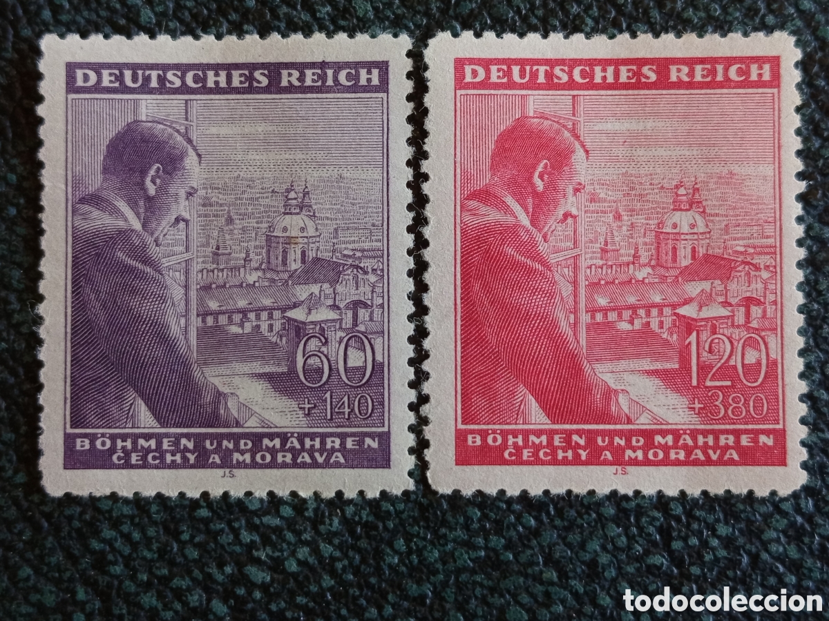 Sellos: Serie Completa 1943 Bohemia y Moravia Cumplea&ntilde;os Hitler - Michel #126-127 Nuevos MH