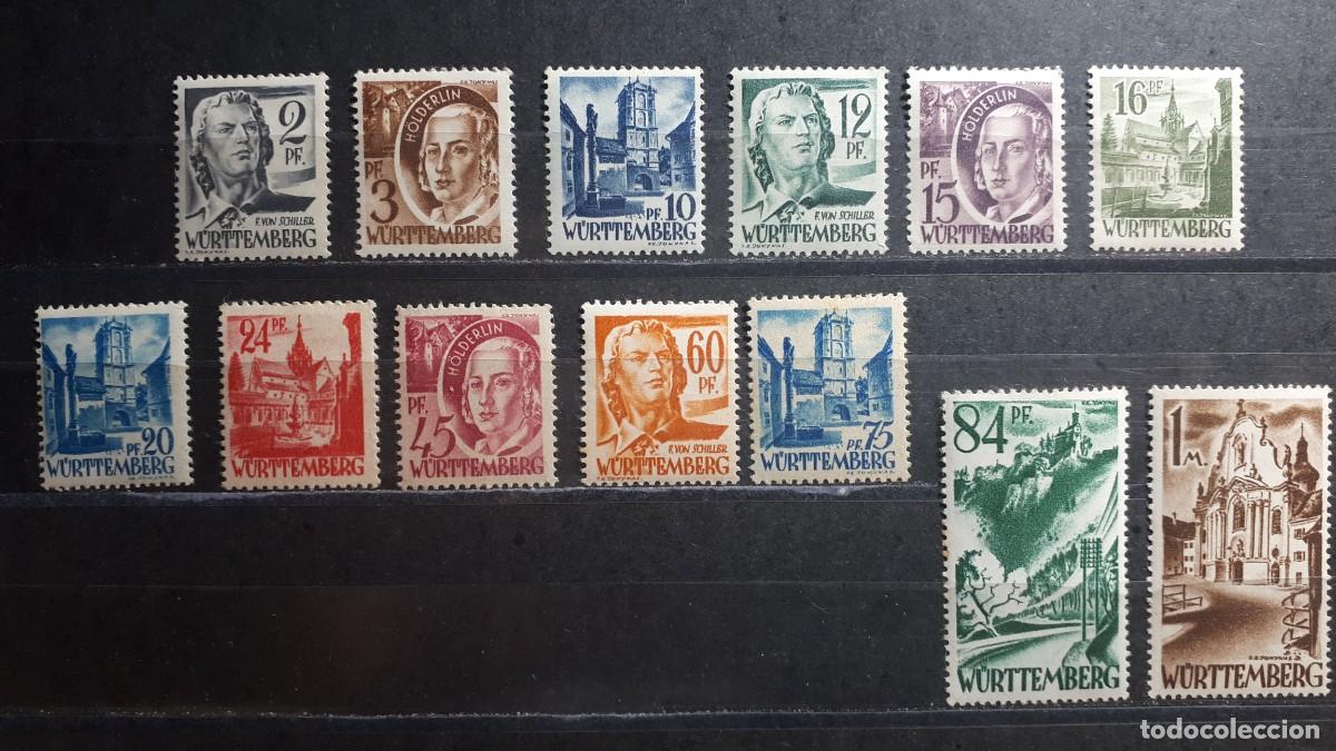 Sellos: ALEMANIA. WURTTEMBERG. A&Ntilde;O 1947. *. YVERT 1/13