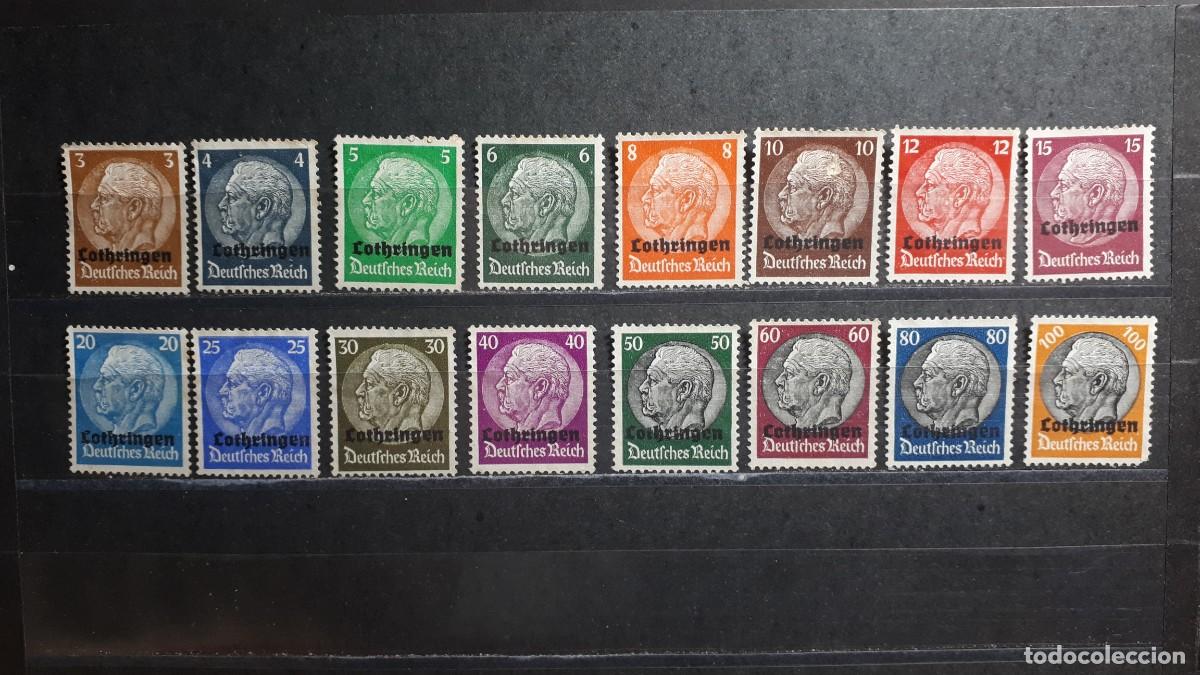 Sellos: FRANCIA. OCUPACI&Oacute;N ALEMANA DE LORENA. A&Ntilde;O 1941. (*). YVERT 24/39