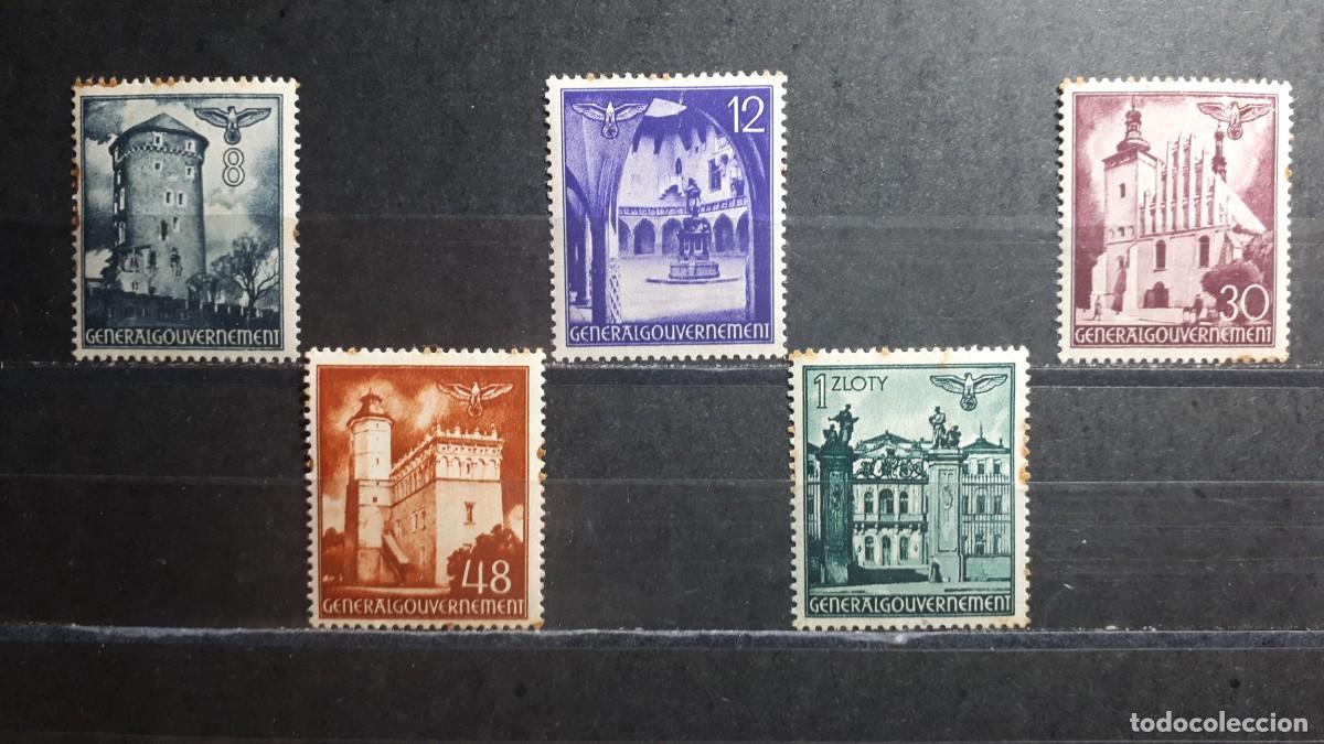 Sellos: POLONIA. OCUPACI&Oacute;N ALEMANA. A&Ntilde;O 1940-1. *. YVERT 57A, 59A, 62A, 63A, 67A.