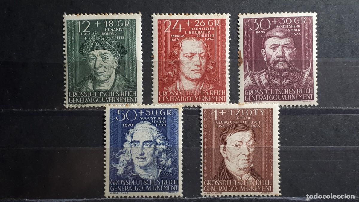 Sellos: POLONIA. OCUPACI&Oacute;N ALEMANA. A&Ntilde;O 1944. *. YVERT 131/5