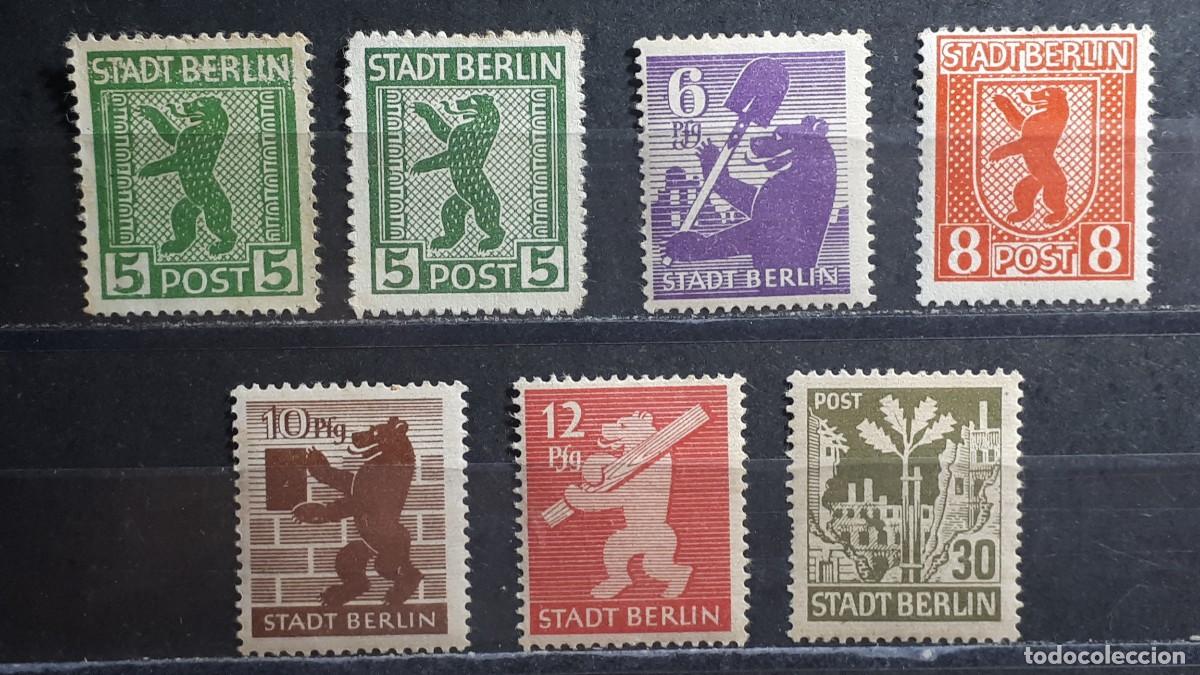 Sellos: ALEMANIA. BERL&Iacute;N. Ocupaci&oacute;n SOVI&Eacute;TICA. . A&Ntilde;O 1945. (*)/*. YVERT 1/7, falta 6