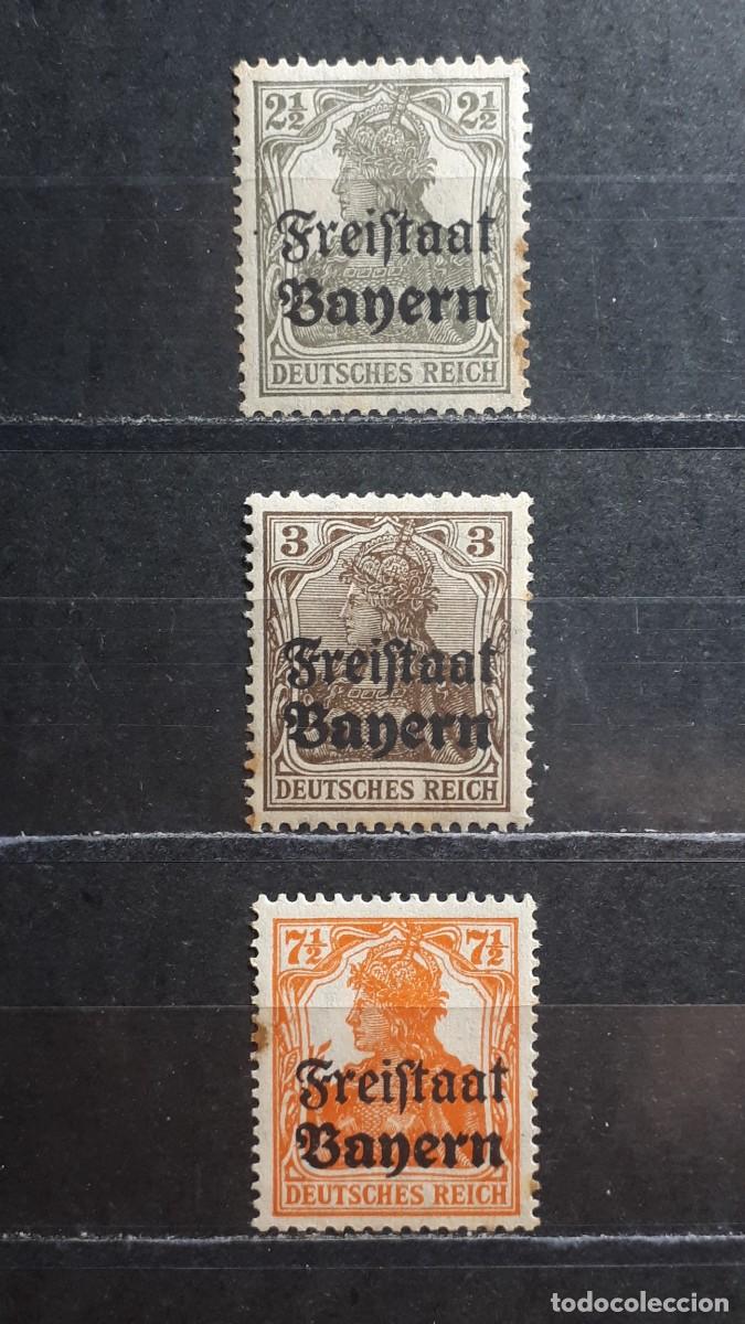 Sellos: ALEMANIA. BAVIERA. A&Ntilde;O 1919. *. YVERT 136, 137, 139.