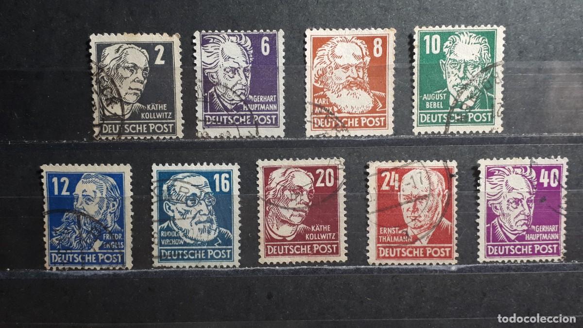 Sellos: ALEMANIA ORIENTAL. A&Ntilde;O 1948. &deg;. YVERT 32/6, 38/40, 43