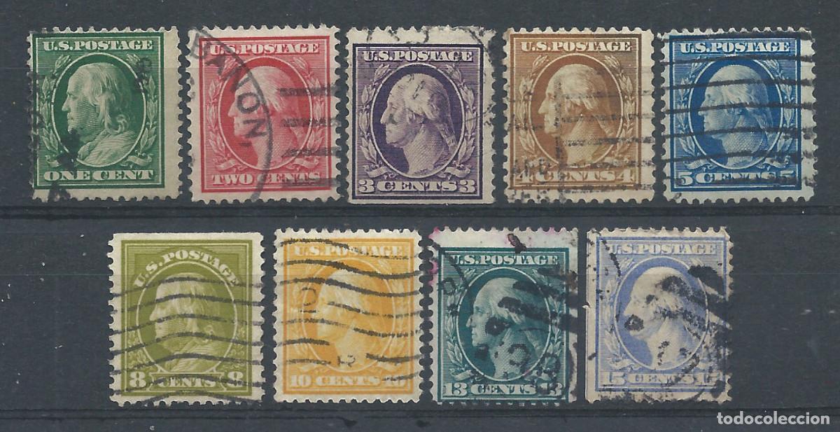 Sellos: &Eacute;tats-Unis N&deg;167/71 + 173/76 Obl (FU) 1908/9 - Personnages c&eacute;l&egrave;bres