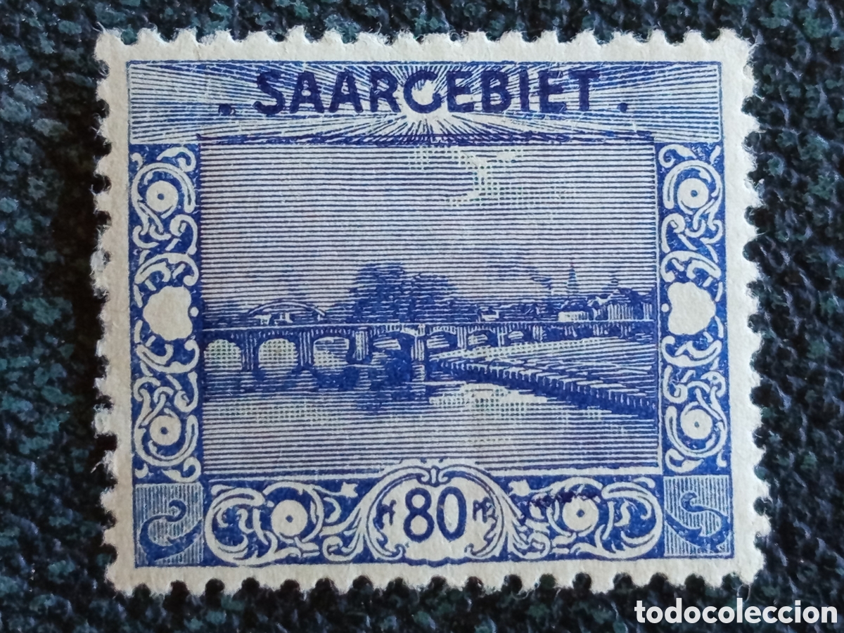 Sellos: Sello Sarre Saargebiet 1921 - 80 Pf Alte Br&uuml;cke - Michel 61 Nuevo MH