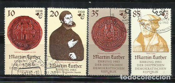 Sellos: 718-ALEMANIA DEMOCRATICA DDR SERIE COMPLETA 1982 2399/2402 LUTERO RELIGION
