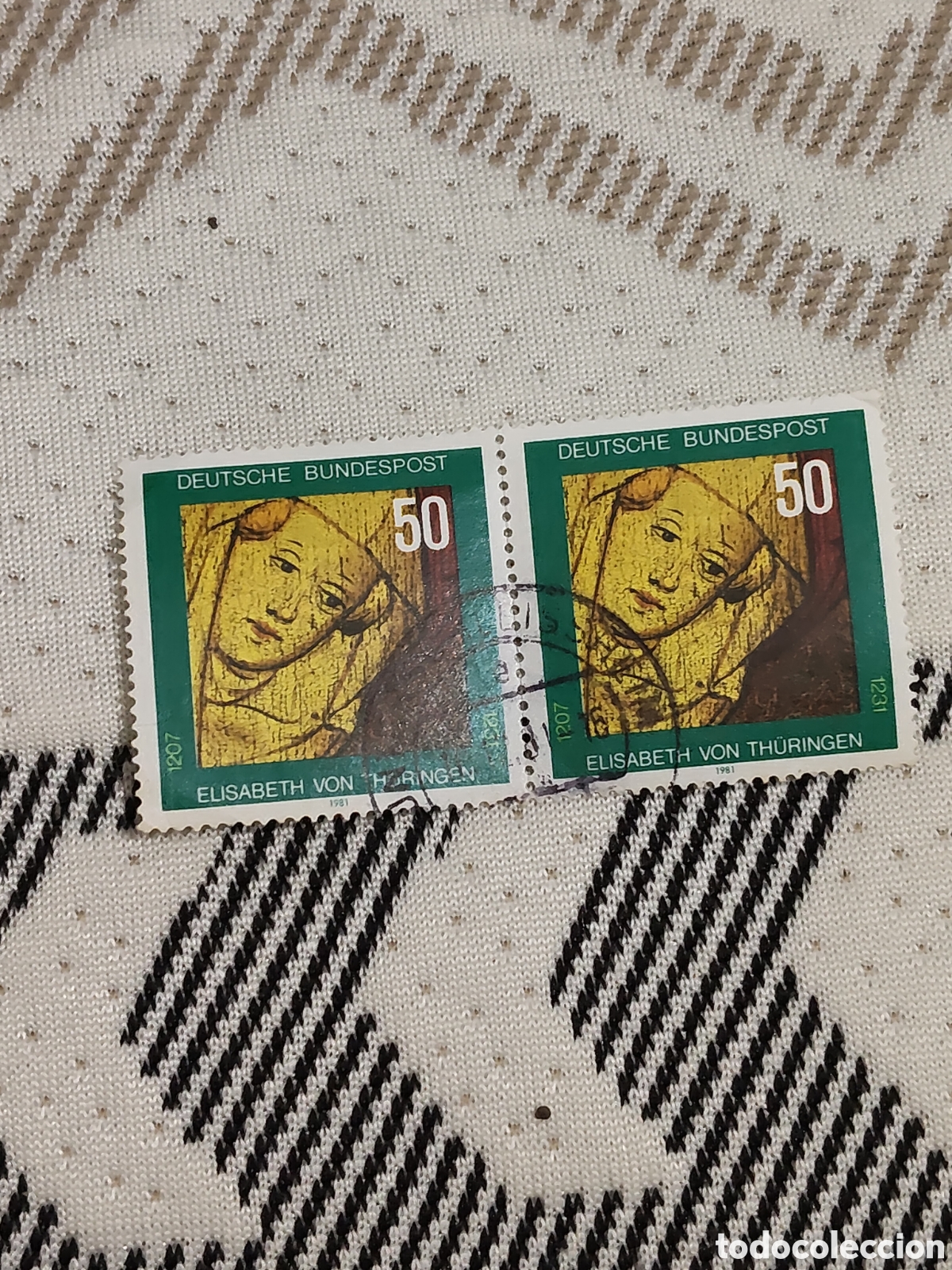 Sellos: Bloque de 2 sellos de Alemania Federal 750 aniversario de la muerte de Santa Isabel de Turingia 1981